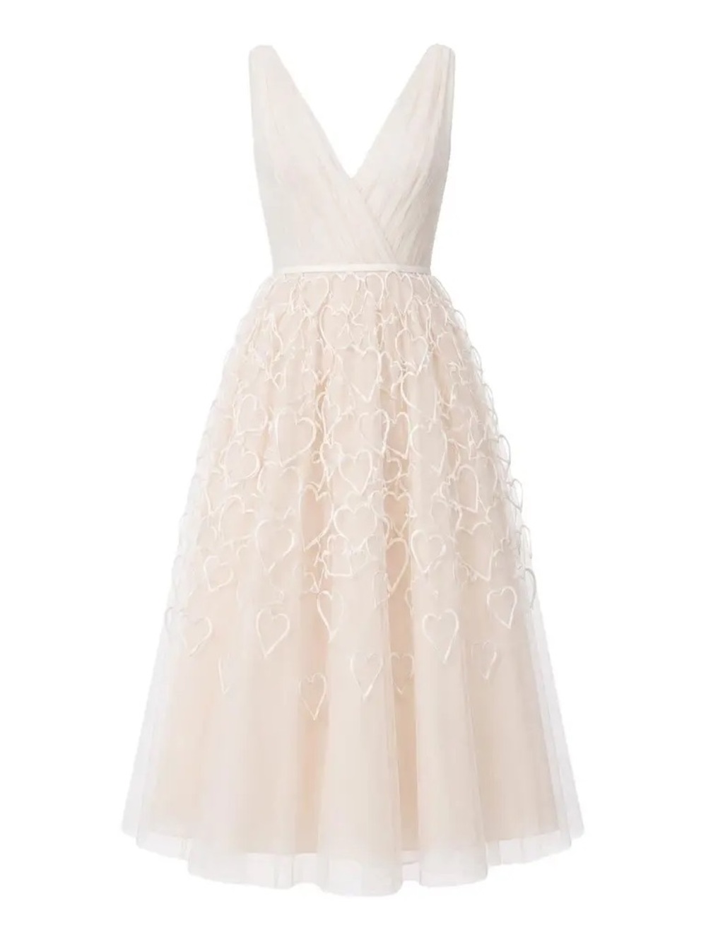 Carolina Herrera  champagne creamTulle Heart Appliqué A-Line Dress